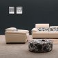 Cream Microfiber Fabric Modern 3PC Living Room Set w/Ottoman