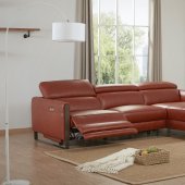 Nina Premium Power Motion Sectional Sofa in Ochre Leather - J&M