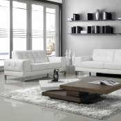 J&M Modern Manhattan Leather Sofa in White or Black