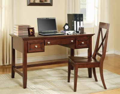 Cherry Finish Modern Home Office Desk w/Optional Chair
