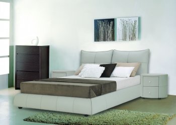 Excite Bed by Beverly Hills in Light Grey Full Leather [BHB-Excite]