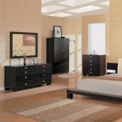 Dark Cappuccino Finish Bedroom w/Orange or Beige Headrests