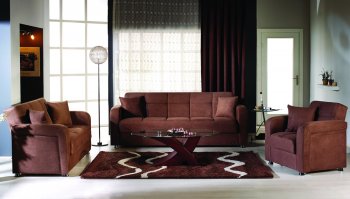 Truffle Contemporary Living Room w/Fold-Down Sofa & Storages [IKSB-VISION-Rainbow Truffle]