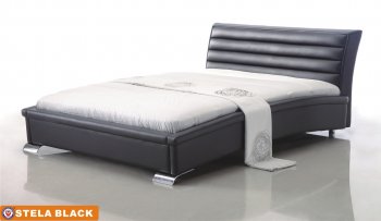 Black Stela Bedroom w/Upholstered Bed & Optional Casegoods [AEBS-Stela Black]