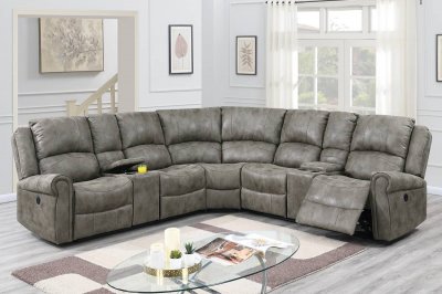 F86609 Power Recliner Sectional Sofa in Antique Grey by Poundex