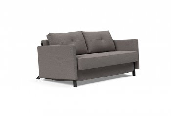 Cubed 02 Sofa Bed in Gray Fabric w/Arms by Innovation [INSB-Cubed-Arms-Wood-521]
