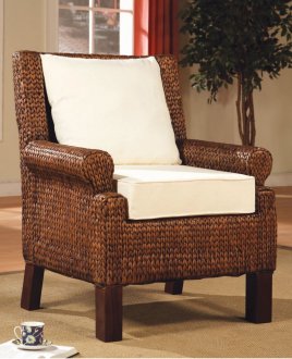 Contemporary Elegant Accent Chair w/Banana Leaf Accents