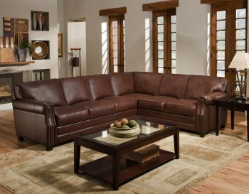 Cocoa Brown Top Grain Italian Leather Traditional Sectional Sofa [DOSS-434-Breckenridge]