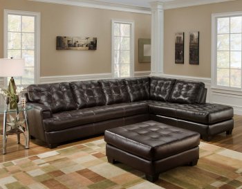 Chicory Brown Tufted Top Grain Leather Modern Sectional Sofa [DOSS-395-Maddie]