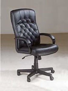 Black Leatherette Modern Office Chair With Button Tufted Back